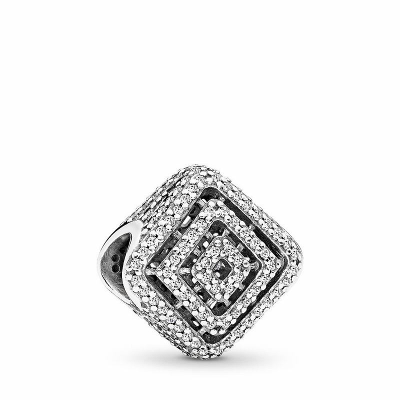 Pandora Geometric Lines Charm - Sterling Silver/Cubic Zirconia - Canada | MW7272SO